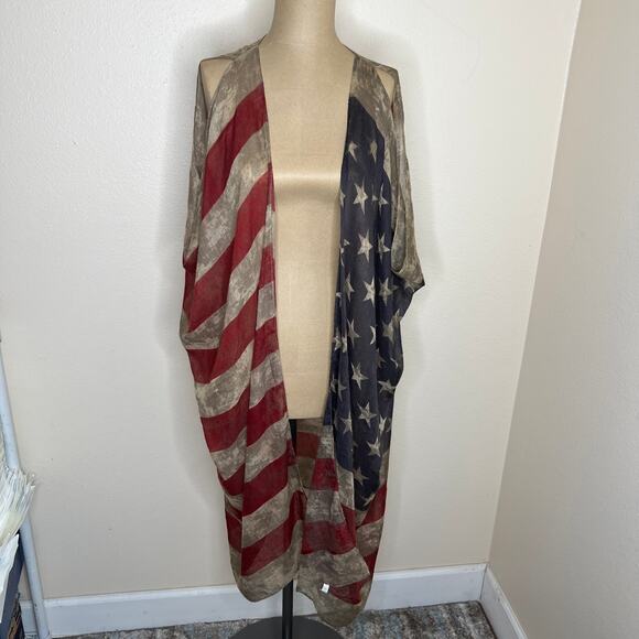Americana Patriotic Distressed Flag Wrap OSFM - Picture 1 of 9
